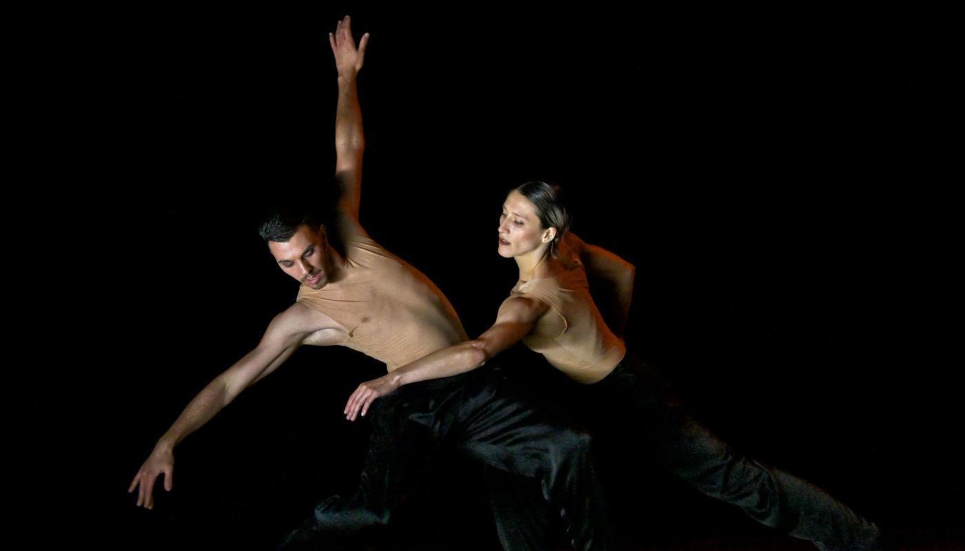 Ballet BC Artists Eline Malegue and Luca Afflitto in SWAY by Medhi Walerski. Photo by Michael Slobodian